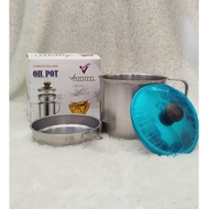Oil Pot / Strainer / Stainless Steel Cooking Oil Container 1.3 liters + Cardboard / Oil Storage Cont