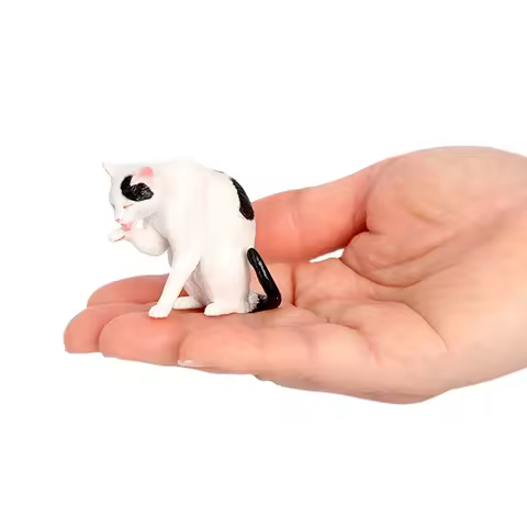 Realistic Sleeping Kitten Figurine - Calico cat Cow cat and Tuxedo Cat Model Desk Decor - Perfect Gi