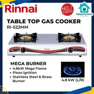 Rinnai Double Burner Gas Cooker / Gas Stove (Table Top) - RI-522MM (Mega Burner) 4.8kW