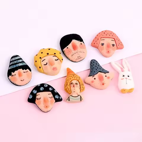Cute Retro cartoon man avatar resin flat back Embellishments scrapbook Kawai DIY decorative accessor