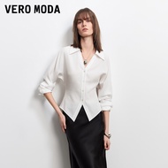 Vero Moda | เสื้อ V-neck แขนคู่ ทำจากฝ้ายและลีครา