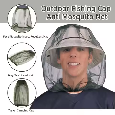 Outdoor Fishing Cap Anti Mosquito Insect Net for Face Repellent Hat Bug Mesh Head Net Face Protector