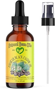 Natural Born Oils Jamaican Black Castor Oil, 2oz, Organic, Cold-Pressed, Rich in Ricinoleic Acid, Ideal for Skin Softening, Hair Growth