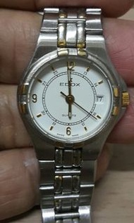 錶帶金色有脱色情况 EDOX(依度) 薄裝 夜光 日曆 三針 手錶（see settlement location frist）