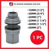 TEC [ 1 PCS ] [ 15MM 20MM 25MM 32MM 40MM 50MM] PVC Tank Connector plumbing fitting PVC Connector V T