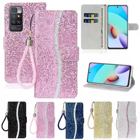 Wallet Glitter Flip Leather Case For Xiaomi Redmi Note 12S 12 Pro 11S 11 Pro 10S 10 Pro 9 Pro Redmi 