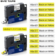 Compatible for Brother Heat Shrink Tube Tape HSe Tape HSe-631 HSe221 HSe621 hse631 hse621 Black on Y