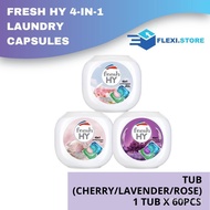 LVGV READY STOCK Fresh HY 4-in-1 Laundry Capsules 60pcs (Tub)