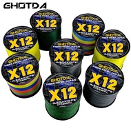 GHOTDA MultiColor X12 Braided Line 300M 500M 12 Strands Multifilament Fishing Tackle Japan Fishing A