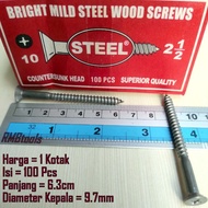 (1 box) 2-1/ Wood Screws 2 x 10 Length 6.3 cm / Wood Screw 2-1/2" x 10 Quality
