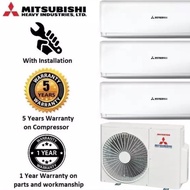 Mitsubishi Heavy Industries 5 ticks System 3 Air Conditioner Air Con AirCon for 2 bedrooms &amp; 1 master + Installation