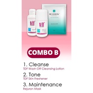 TDF wash off cleansing lotion 100ml + TDF skin freshener toner 100ml + REJURAN 3 step mask (dry skin