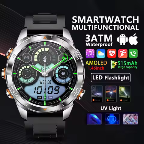 New Outdoors Sport Smart Watch Men Amoled 1.46inch Fitness Tracker 515mah Watches Heart Rate BT Call
