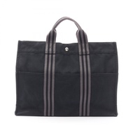【二手】愛馬仕 HERMES 托特包 Fourre-Tout MM 黑色/灰色帆布 Fourre-Tout 托特包 MM 黑色/灰色 女士二手 B