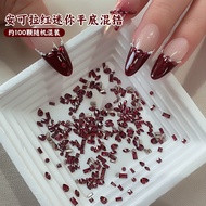 Red Inverted Zircon Nail Diamond Jewelry Flat Bottom Irregular Diamond Ankola Red New Year Mini Smal
