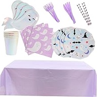 Luxshiny 1 Set Halloween Paper Tableware Party Disposable Tableware Halloween Party Flatware Party Dinner Plates Buffet Serving Plates Paper Plate Silverware Tissue 350g White Cardboard