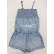 FOX Short Jumpsuit Spaghetti Strap Sleeveless Second-Hand Jeans Fabric.