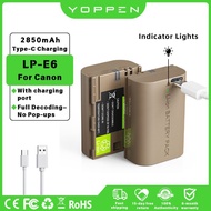 YOPPEN LP-E6 LP E6 LPE6 E6N 7.4V 2850mAh Li-ion Battery With USB Type-C Fast Charging For Canon Came