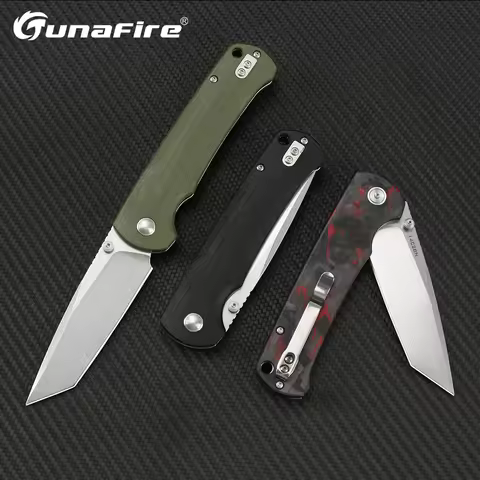 Tunafire New 14C28N Steel Folding Tactical Knife G10/Carbon Fiber Handle Flipper Outdoor Camping Hun