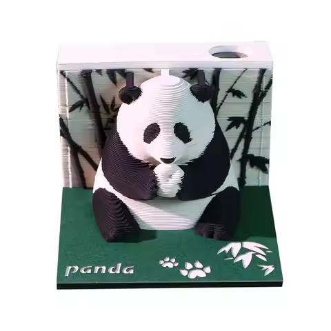 Omoshiroi Block 3D Paper Art Calendar 2026 Panda 3D Notepad Note Blocks 3D Memo Pad Kawaii Sticky No