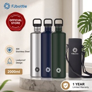 FJbottle Water Bottle 2000ml With Bag Fitness Single Layer Stainless Steel Outdoor Not Insulated