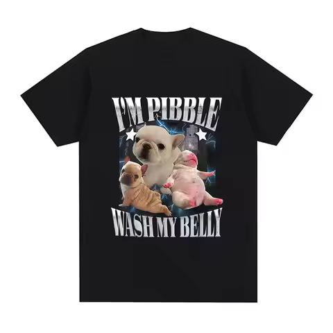 Funny Pibble Wash My Belly Dog Meme Printed T Shirt Women Vintage Fashion T-Shirts Short Sleeve Dail