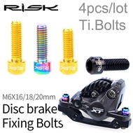 RISK 4pcs M6*18mm M6*20mm Titanium Alloy Bolt for Disc Brake Caliper Clamp MTB Bike Bicycle Screw Cr