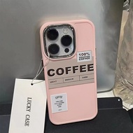 Coffee Design Pattern Phone Case Compatible for IPhone 15 13 11 14 12 Pro  7 8 Plus IPhone SE 2020 X XS MAX Metal Lens Protector Shockproof Casing