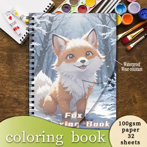 Cute Fox Adult Coloring Book - 32 Pages 8.3x11.2 Inch Size - Promotes Relaxation Mood Relief Positiv