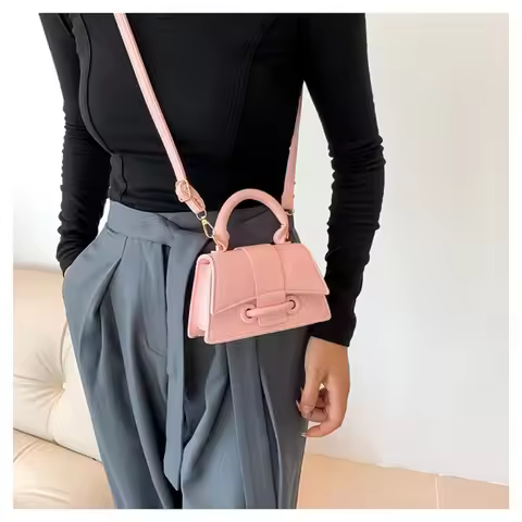 Lovito Sporty Plain Basic Shoulder Tote Bag for Women Shoulder Crossbody Bag Buckle Square Bag Hand