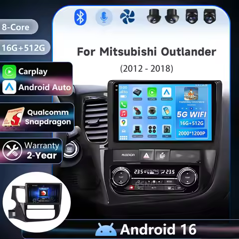 Android 16 Qualcomm Carplay Auto 2K Screen Car Radio Multimedia Player For Mitsubishi Outlander 3 GF