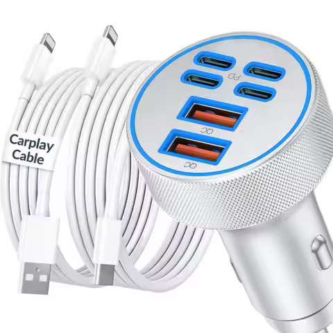 Car Charger Fast Charging 90W 4-Port USB C Fast Car Charger Cigarette Lighter Adapter 240W 3FT USB-C