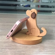 Wooden Phone Holder Cartoon Puppy Solid Wood Phone Holder Desktop Universal Phone Holder Free
