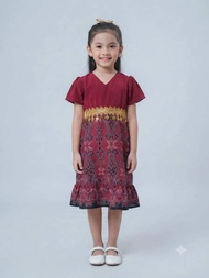 PUA KUMBU DRESS GIRL.free size 20kg to 38kg 3 years until 8years