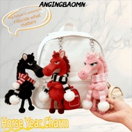 ANGINGBAOMN Plush Pony Keychain, Plush 2026 Horse Mascot Horse Plush Doll, Cartoon Horse Year Mascot