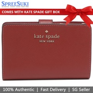 Kate Spade Wallet In Gift Box Medium Wallet Staci Saffiano Leather Medium Compact Bifold Wallet Red Currant # WLR00128