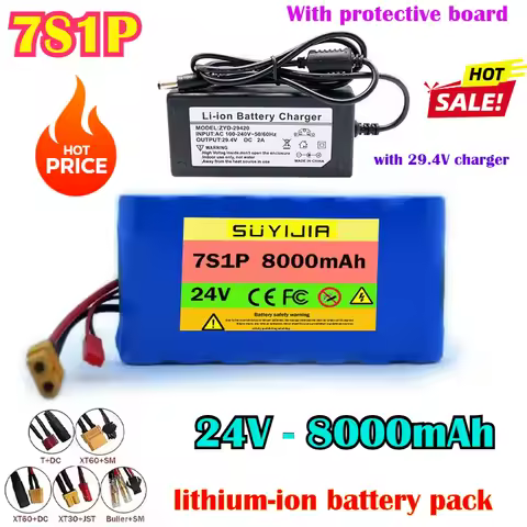 7S1P 24V 8000mAh lithium-ion battery pack suitable for sales of scooters, toys, and bicycles with bu