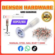 100PCS 7.3mm Round Steel Nail Gun Rivet Fire Nail Gun Ceiling Gun Bullet Concrete Artifact Nail Paku
