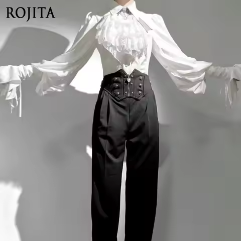 White Gothic Lolita Inner Wear Prince Outfit Black Series Medieval Base Shirt Vintage Long Sleeve Lo