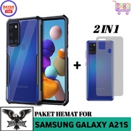 2IN1 CASE SAMSUNG GALAXY A21 SOFT CASE ARMOR FREE GARSKIN CARBON 3D