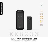 FREE Installation | SOLITY GA-60B Digital Rim Door Lock with Solid Metal Body