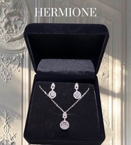 ชุดเซทสร้อยจี้ต่างหูรุ่น Mini Kimma ( ขนาด 5mm ) - เงินแท้ 92.5 ชุบทองคำขาวเกรดพรีเมี่ยม เพชรสวิส100 Hermione Jewelry