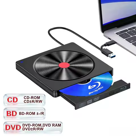 External Blu-ray Drive, Type-C & USB 3.0 BD Reader, DVD/CD Burner – Portable Blu-ray Player for Lapt