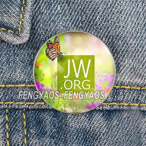 Stainless Steel Classic JW.Org Brooch Glass Cabochon Pins Gift for Friend
