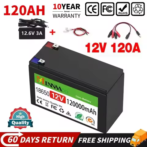 12V 120Ah Lithium LiFePO4 Deep Cycle Battery, 4000+ Cycles Rechargeable Battery for Solar/Wind Power