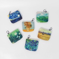Oil Painting Canvas Small Coin Purse Ladies Key Card Case All-in-One Bag Female New Style Niche Mini