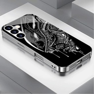 Alien Vs Predator Luxury Plated Frame Glass Phone Case For Samsung Galaxy S22 S23 S24 S25 Ultra A22 