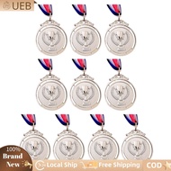 [Ueb Flagship Shop]10Pcs Gold/Silver/Bronze Medal Metal Winner Medals with Neck Ribbon Competition P
