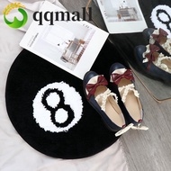 QQMALL 8 Ball Carpet, Plush Round 8 Ball Rug, Creative Anti-slip Soft Black 8 Ball Mat Hoom Decor