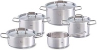 Fissler Berlin/Stainless Steel Saucepan Set, 5 Pieces, Saucepan Set, Pots with Lid, Stackable, Strai
